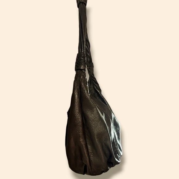 😍100% Leather Chocolate Brown Hobo Shoulder Bag by Coldwater Creek in EUC!!! - Picture 10 of 14